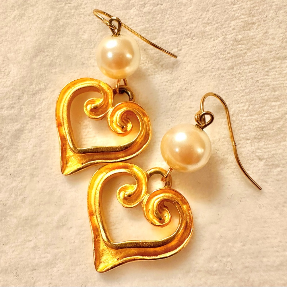 EARRINGS DROP Warm Gold with Pearls